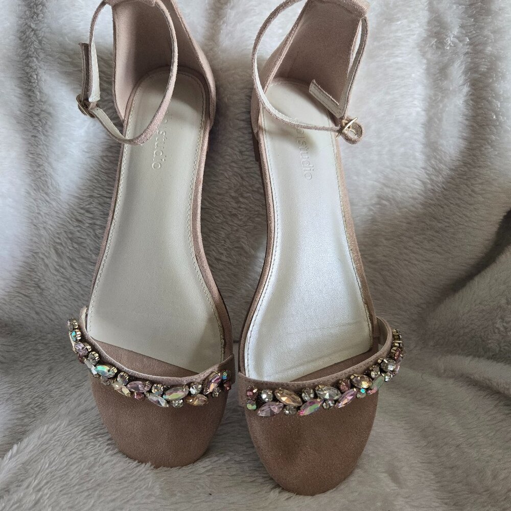 Dusty Rose Jeweled Dress Sandals